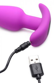 21X Silicone Butt Plug With Remote - Purple