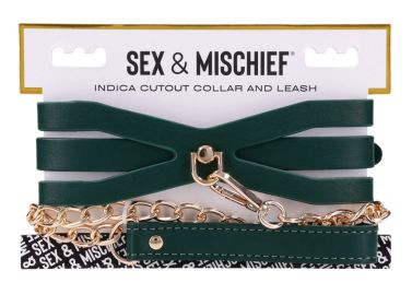 Indica Cutout Collar And Leash - Green
