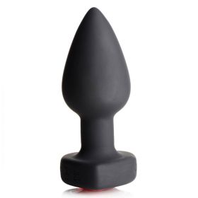 28X Silicone Vibrating Red Heart Anal Plug With Remote - Small