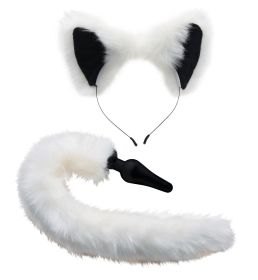 White Fox Tail Anal Plug And Ears Set