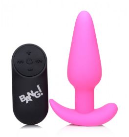 21X Silicone Butt Plug With Remote - Pink
