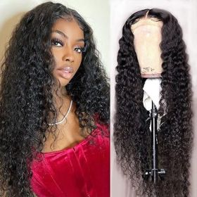 4x4 Lace Closure Human Hair Wig, Water Wave Wig Natural Color, 150 Percent Density (Option: 10 inches)