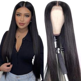 4x4 Lace Closure Human Hair Wig, Straight Wig Natural Color, 150 Percent Density (Option: 10 inches)