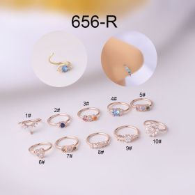 Colored Zircon Nose Rings In Europe And America (Color: Rose Gold, STYLE: 3 Style)