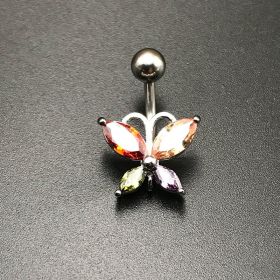 Stainless Steel Colored Zircon Navel Ring Piercing Jewelry (STYLE: style3)