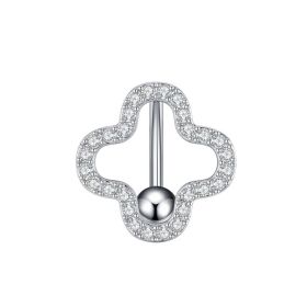 Butterfly Flower Moon Five-pointed Star Navel Ring Medical Stainless Steel Navel Button (Color: Silver, STYLE: 2777.)